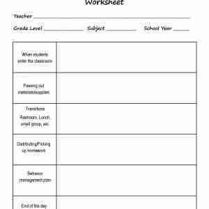 Classroom Routines and Procedures Worksheet